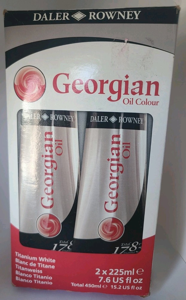 NEW Daler-Rowney Georgian Oil Paint Titanium White Twin Pack 225ml Tube Art