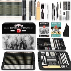 72 Pack Sketch Drawing Pencils Kit with Sketchbook and 3 color Drawing Paper