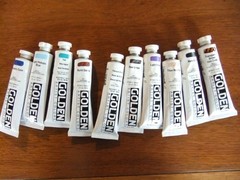 10 Tubes Golden Heavy Body Acrylic Paint 2oz. Assorted Colors