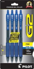 Long Lasting Blue Gel Pens 0.7 Fine Point Refillable Retractable 4 Count