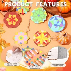 48 Pcs 4 Inch Sand Painting Mandala Coloring Craft Kits Animal Wooden Sand Ar…