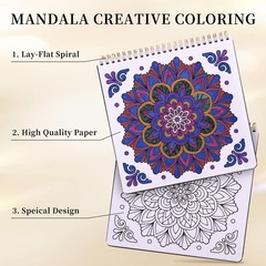 Mandala Coloring Book for Adults Relaxation and Teens Stress Relief, Spiral C…