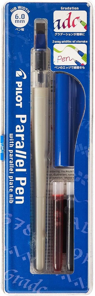 PILOT Parallel Calligraphy Pen Set, 6.0mm Nib with Black and Red Ink Cartridges
