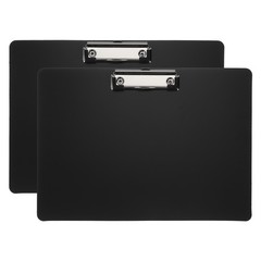 2Pcs 12.4 x 8.86 Inch Clipboard Landscape, PP Office Low Profile Clip, Black