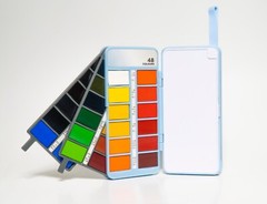 ChiPigments® *Set of 48* Watercolor Paint Set for Pocket,Travel & 7 Waterbrushes