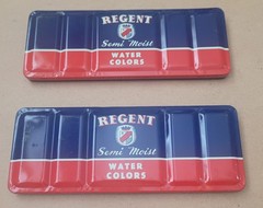 2 Vintage Regent Semi-Moist Watercolor Paint Tins by the United Crayon Co.