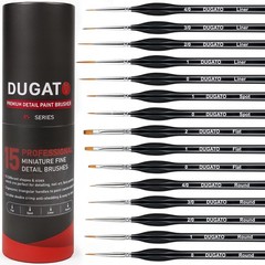 DUGATO Fine Detail Paint Brush Set Medium, 15pcs – Black