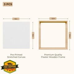 HANSILK Canvas 10×10 3pk Blank Framed