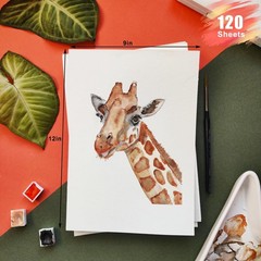 120 Sheets 9×12 Inch 230 GSM Thick Cold Press White Watercolor Paper Bulk