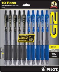 Versatile & Long-Lasting G2 Gel Pens, 10-Pack with Comfort Grip – 1.0 mm