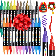 TBC the Best Crafts 24 Colors Dual Tip Acrylic Paint Markers,Waterproof
