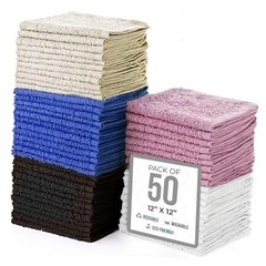 79264 Cotton Washcloths, Size: 12”x12”, Multi 12″x12″ (Pack of 1, 50 Count)