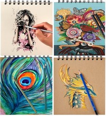 Prina 76 Pack Drawing Set with 3-Color Sketchbook – Art Supplies for All Levels