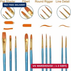 Acrylic Paint Brush Set, 1 Packs / 10 pcs Watercolor Brushes Painting Brush Nylo