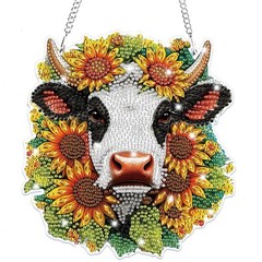 Bowetile Hanging Diamond Art Cow Kits for Adults, 5D Special Shape small,