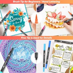 72 Colors Double Tip Brush Pens Art Markers, Artist Fine & Brush Pen Coloring…