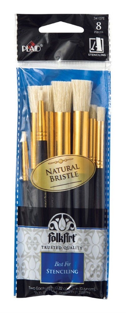 Plaid 34107 Multiple Sizes Reusable FolkArt Stencil Paint Brush Set (Pack of 3)