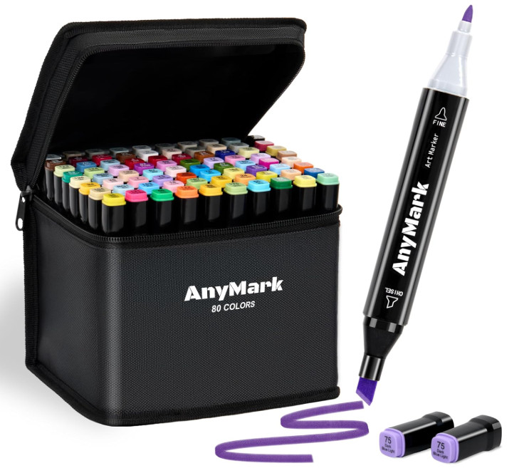 Alcohol Markers, 80 Colors Dual Tip Art Coloring Markers Set