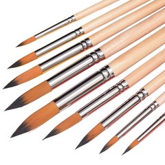 9 PCS Artist Watercolor Brushes Set Long Handle Pointed Round Nylon Hair