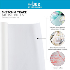 Bee Paper 24″ X 50 Yds Sketch and Trace Roll, White