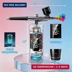 Cordless Airbrush Kit with Compressor,48 PSI High-Pressure, 6000mAh Rechargeable