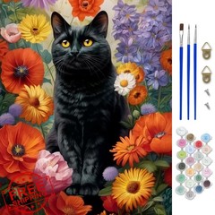 CEOVR Black Cat Paint by Numbers Kit 16×20 Inch FD010