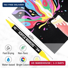 Pagather 72 Colors Acrylic Paint Markers, Dual Tip with Fine Tip and Brush Tip P
