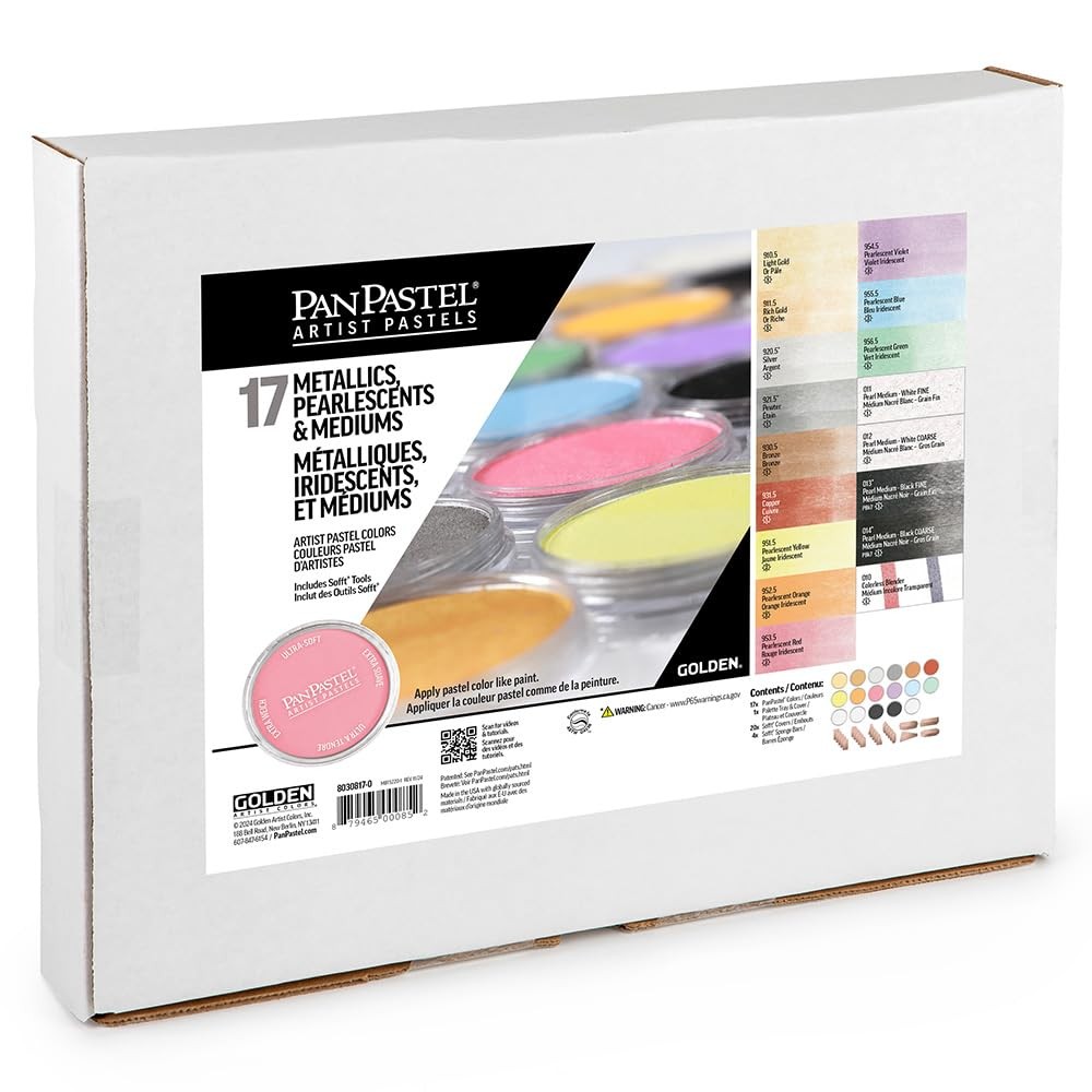 Artist Pastels by GOLDEN, Metallics, Pearlescents & Mediums Set, 17 Color, Pr…
