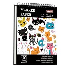 Belenova 9″ x 12″ Marker Paper Pad, 100 Sheets 9″ x 12″ （73 lb/ 120 gsm) Black