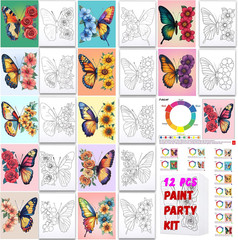 8×10 Pre Drawn Canvas for Painting, Painting Kit for Adults, Butterfly Design