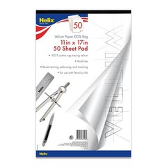 Helix 100% Rag Vellum Paper Pad AcidFree Art Sketching 11×17 Inch 50 Sheet