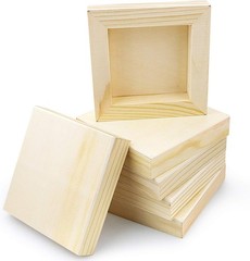 8 Pack Unfinished Square Wood Panels,4″ x 4″/10cm x 10cm,Blank Wooden Canvas Cra