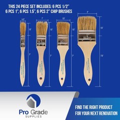 24 Pack Chip Paint Brushes Natural Bristle Set for Art Epoxy Stain Glue Paint