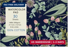 30 Sheets Watercolor Paper Pad, A5 (8.3 x 5.8) Hot Press Watercolor Paper, 140 l