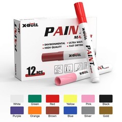 X-BULL Multicolor 12Pcs Waterproof Permanent Paint Marker Pen For Car Tyre Tire
