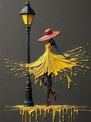 Paint by Numbers for Adults Beginner, Street Lamp Woman Dancer Adult 12X16 inch