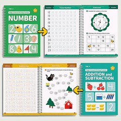 TIME X Magic Grooved Writing Practice Books, Reusable 3D Groove Handwriting P…