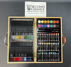 Deluxe Wooden Art Bin – Watercolors, Colored Pencils, Oil Pastels
