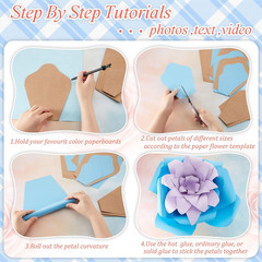 28 Pcs Paper Flowers Template Kit DIY Paper Flower Decorations for Wall Rose Peo
