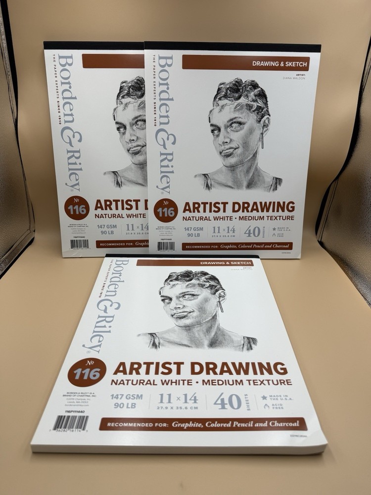 Borden & Riley #116 Artist Drawing Paper Pad, 11″ x 14″, 147 GSM/90 LB 40 Sheets