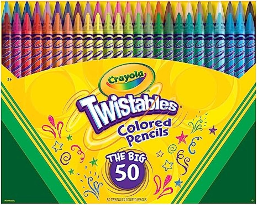 Twistables Colored Pencil Set (50Ct), Cool Back to School Supplies for Kids, No