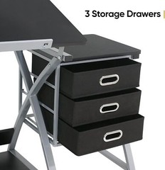 Adjustable Drafting Table Tilted Tabletop Art & Craft Drawing Desk with Stool