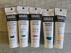 5 Liquitex Heavy Body Acrylic Paint 2oz~Cobalt Turquoise Magenta Green Phthalo