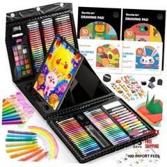 335 Piece Kids Art Set, Multi-Media Art Supplies, Gift Art Kit Black-335 Piece