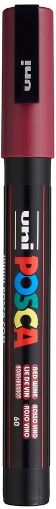 POSCA PC-3M Water-Based Paint Markers, Reversible Fine Tip (0.9-1.3mm), Red Wine