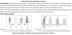 Drawing Sketching Stencil Template Female Body Dynamic Pose Fashion Design Tool