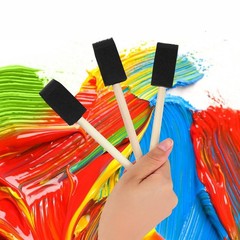 40 Pcs Foam Brush,1” Paint Brushes, Wood Handle Sponge 40PCS, Black