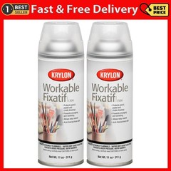 Krylon K01306 Workable Fixatif Spray Clear, 11-Ounce Aerosol,Matte (Pack of 2)
