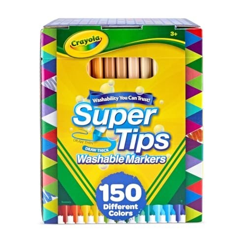Crayola Super Tips Markers 150ct Washable Fine Broad Line Art Set for Kids