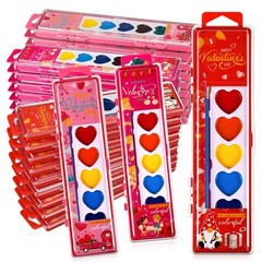 Watersay 60 Packs Valentines Heart Paint Set 8 Washable Colors Brushes Water